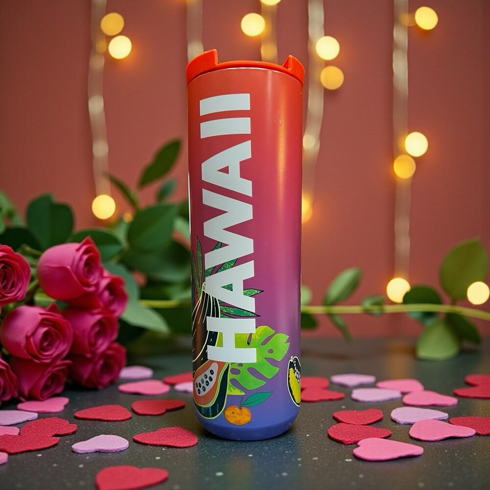 Starbucks Hawaii Insulated Tumbler 16oz Palm Leaf Travel Cup READ